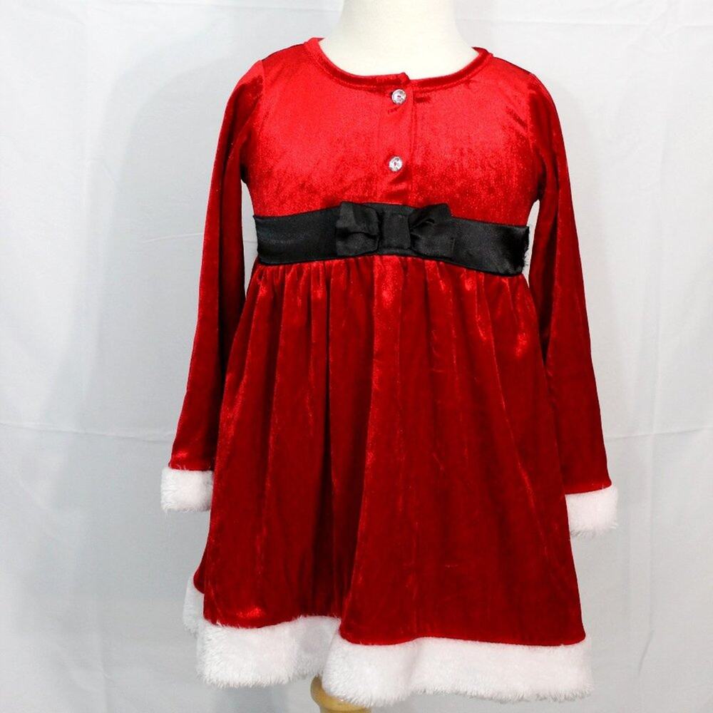 Girls Cute Red Dress With White Hem and Cuffs Size 3T